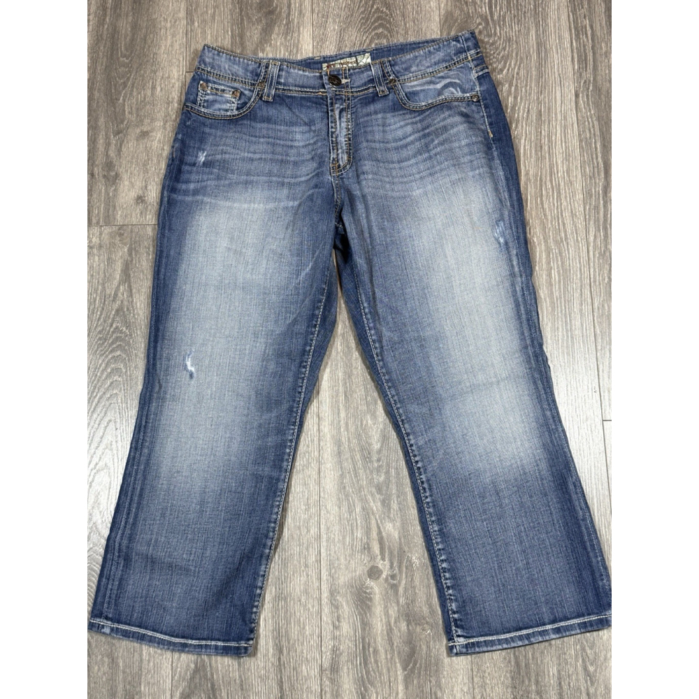 BKE Buckle Harper Denim Stretch Capri Jeans Size 29 Thick Stitch Mid Rise